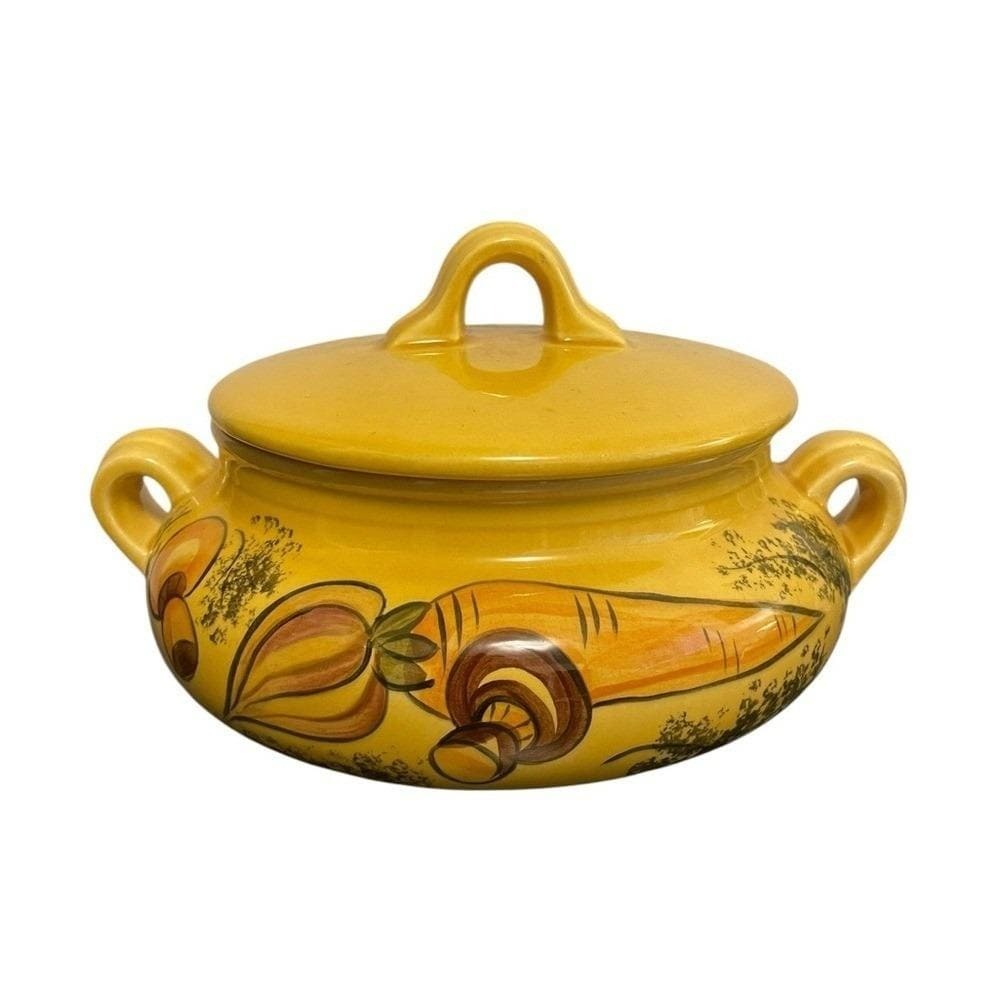 Vintage Mustard Yellow Ceramic Vegetable Soup Tureen Lidded Casserole Dish